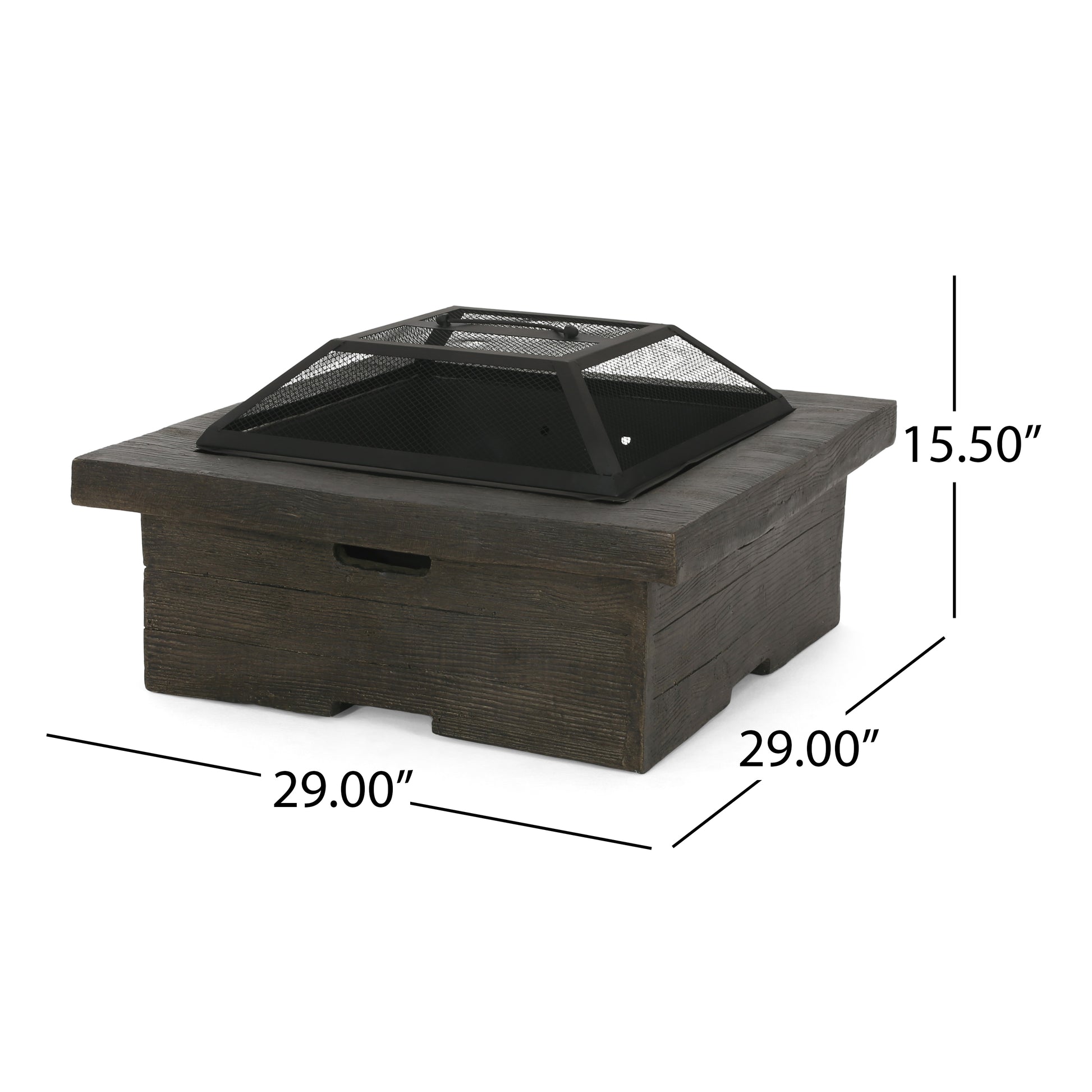 Mgo 29 Square Wood Burning Fire Pit Grey Magnesium Oxide