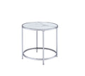 Rayne Faux Marble Top Round End White White Iron