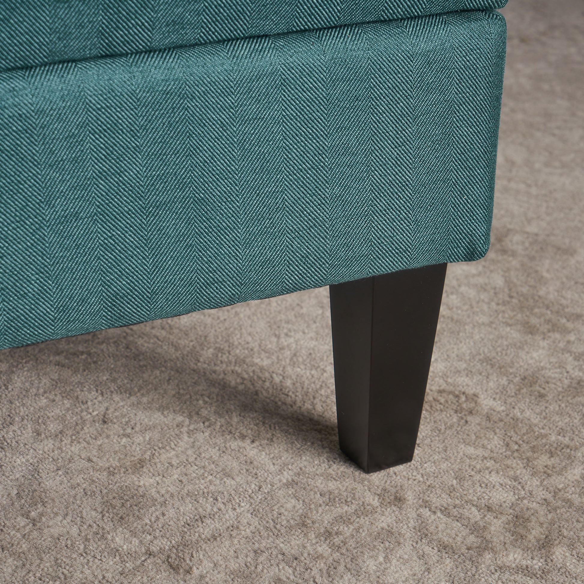 Storage Ottoman Teal Wood Fabric