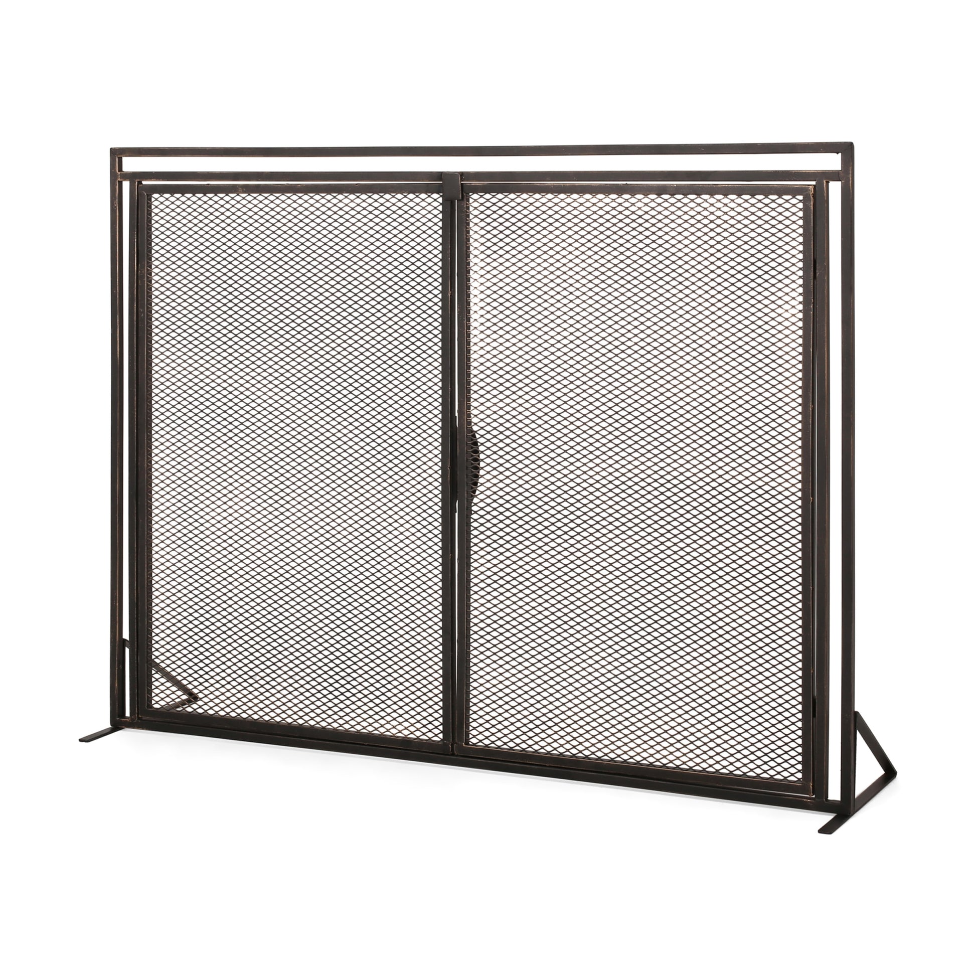 Fireplace Screen Black Gold Iron