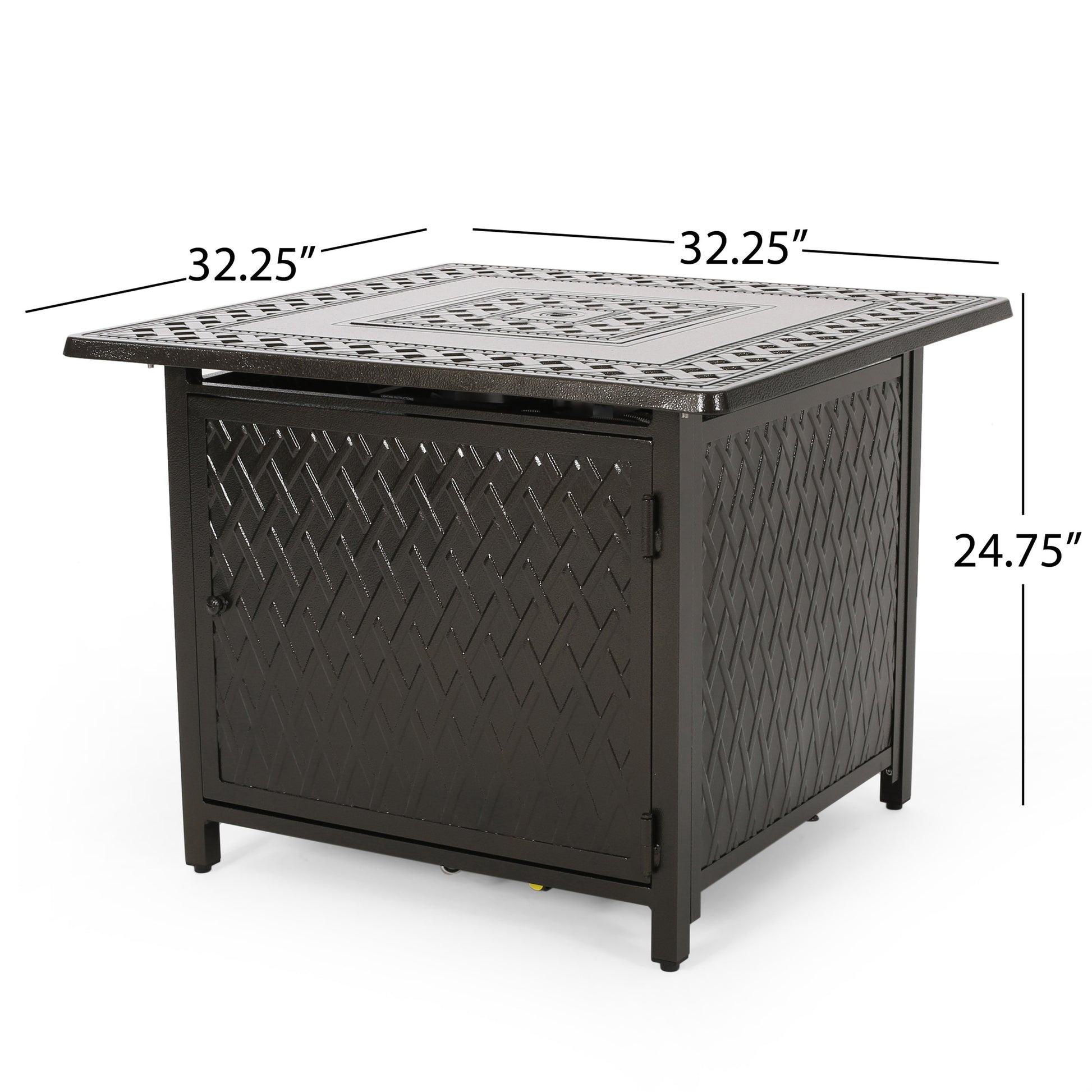 32" Outdoor Square Aluminum Propane Fire Pit 37,000 Btu Bronze Metal Garden & Outdoor Aluminum