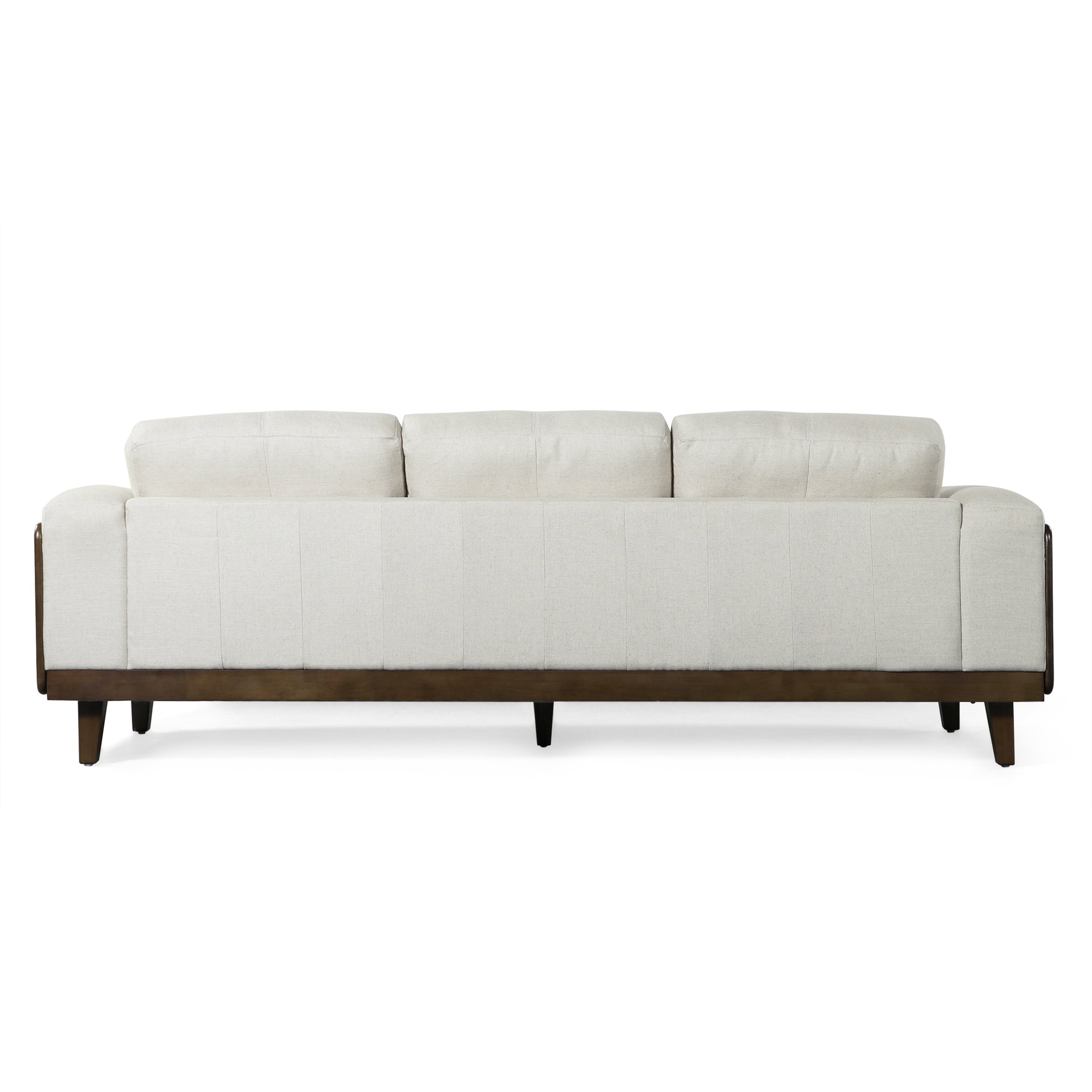 3 Seater Sofa Beige Wood 3 Seat