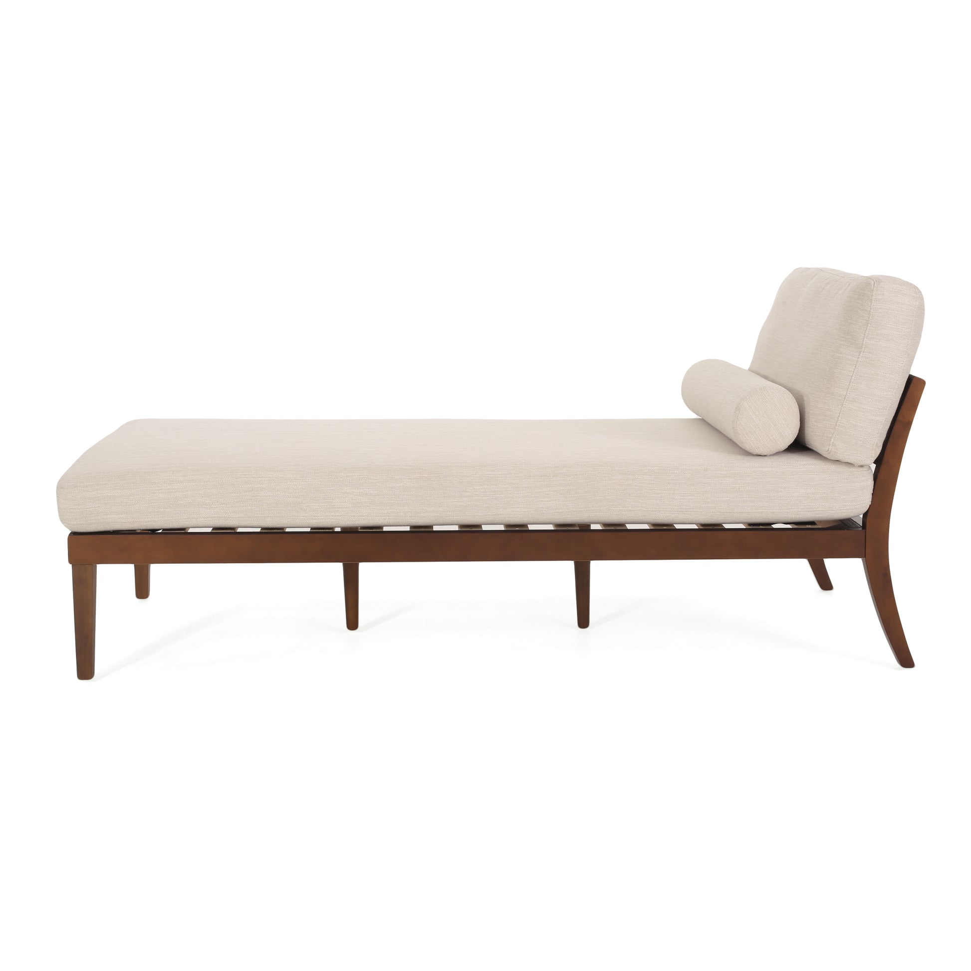 Chaise Lounge Beige Brown Fabric