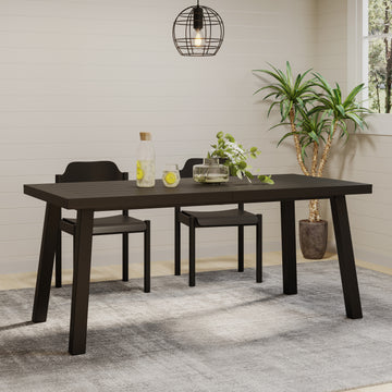 Della Acacia Wood Dining Table,Black Black Acacia Wood