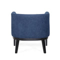 Accent Chair Navy Blue Wood Fabric