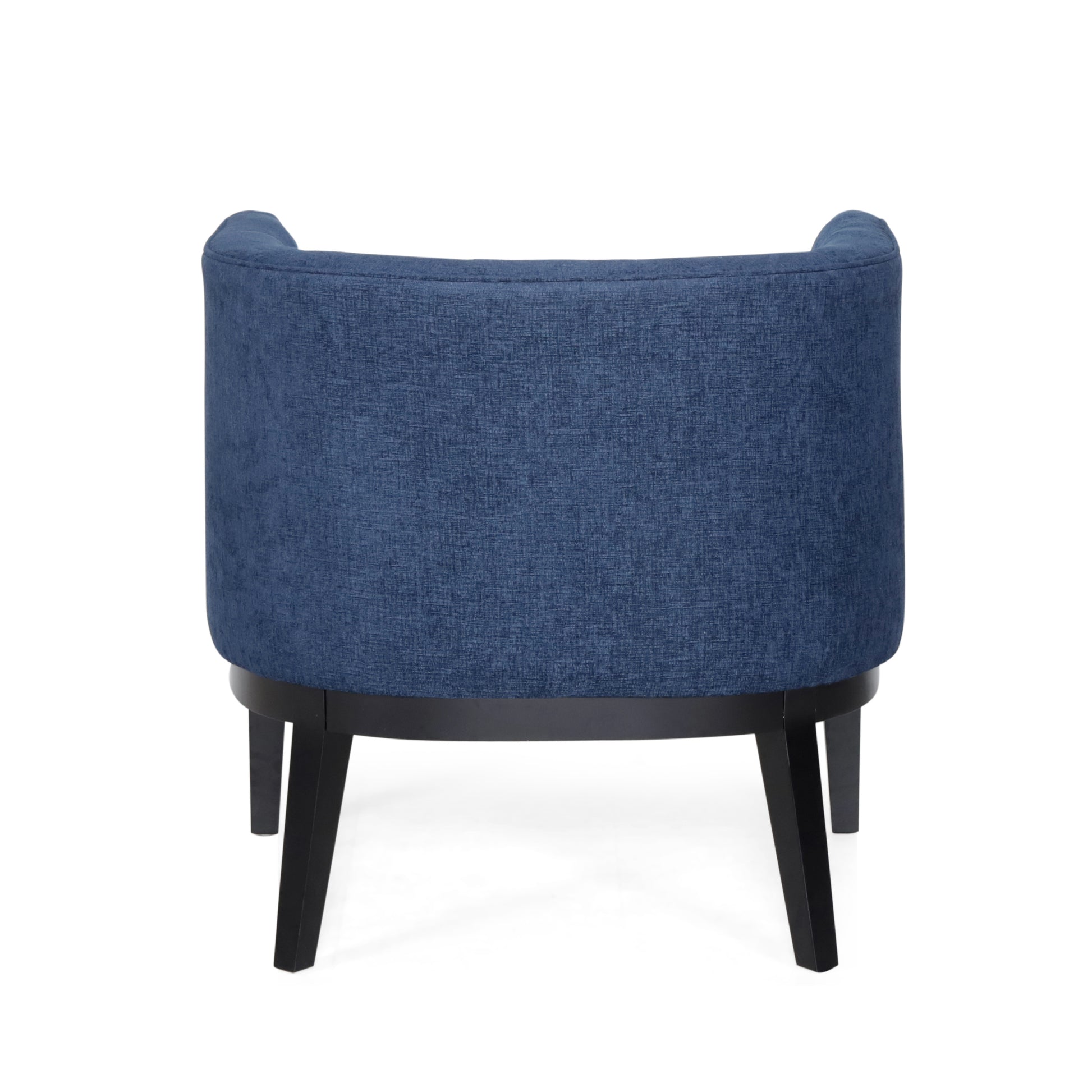 Accent Chair Navy Blue Wood Fabric