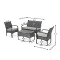Cordoba Kd Wicker 4 Pc Chat Set Grey Pe Rattan Iron Waterproof Fabric