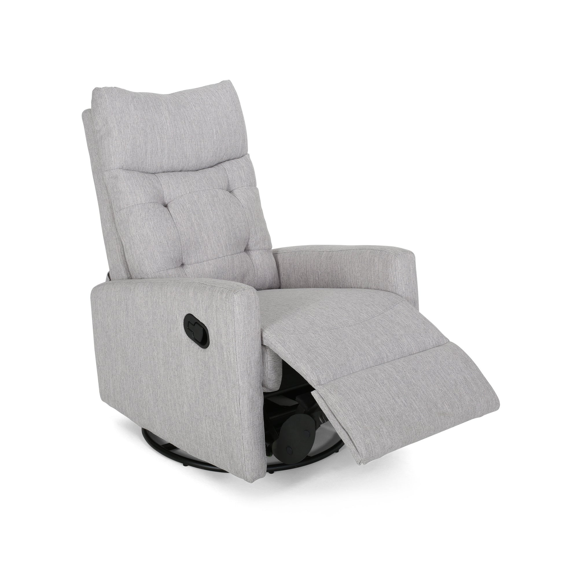 Glider Swivel Recliner Chair Light Grey Fabric