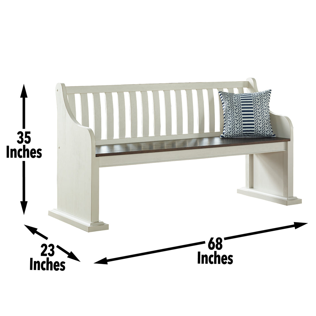 Joanna Bench With Back White White Wood