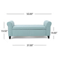 Hayes Armed Storage Bench Light Blue Fabric