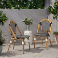 French Bistro Chair White Black Rattan