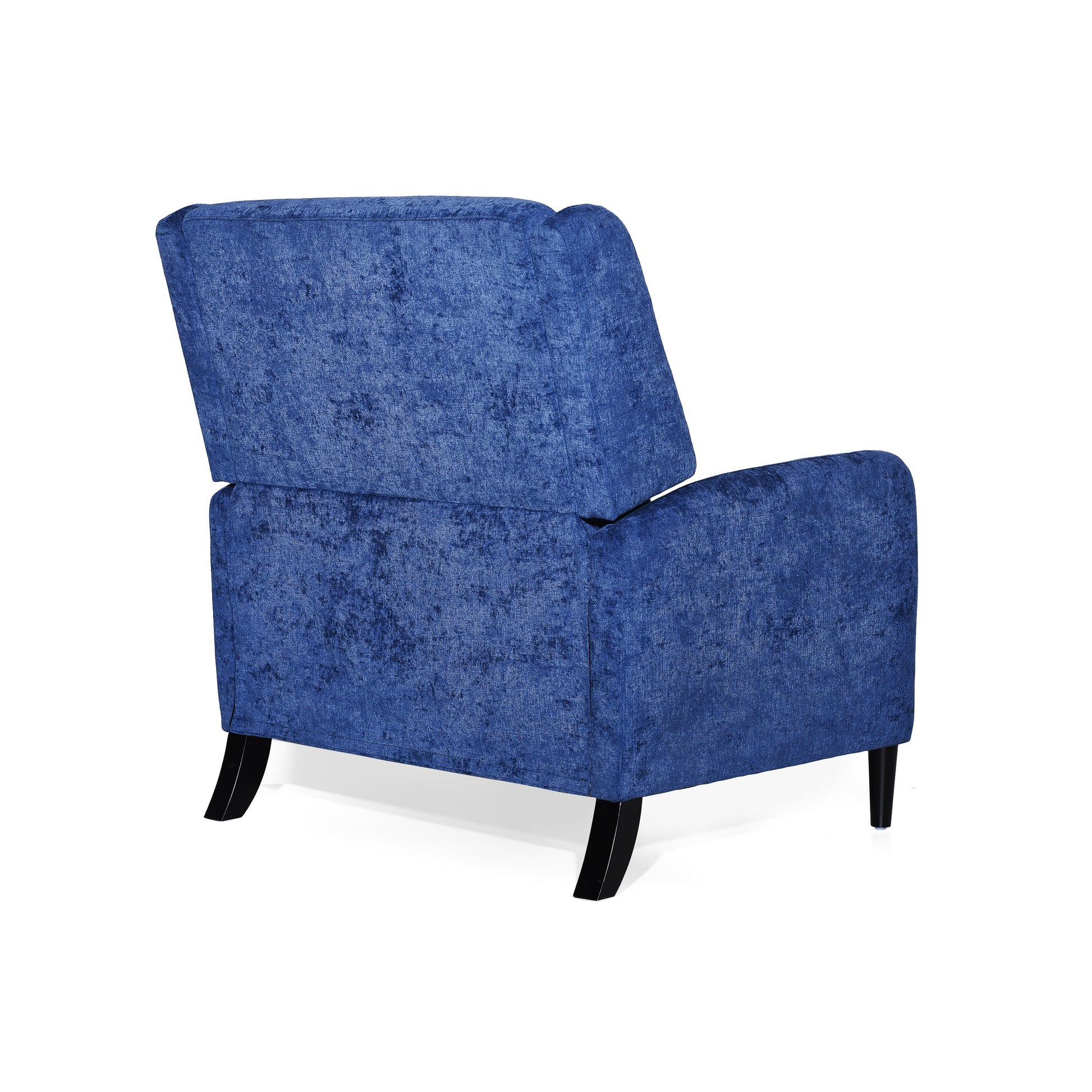 Oversized Textured Fabric Pushback Recliner, Navy Blue And Dark Brown Navy Blue Fabric