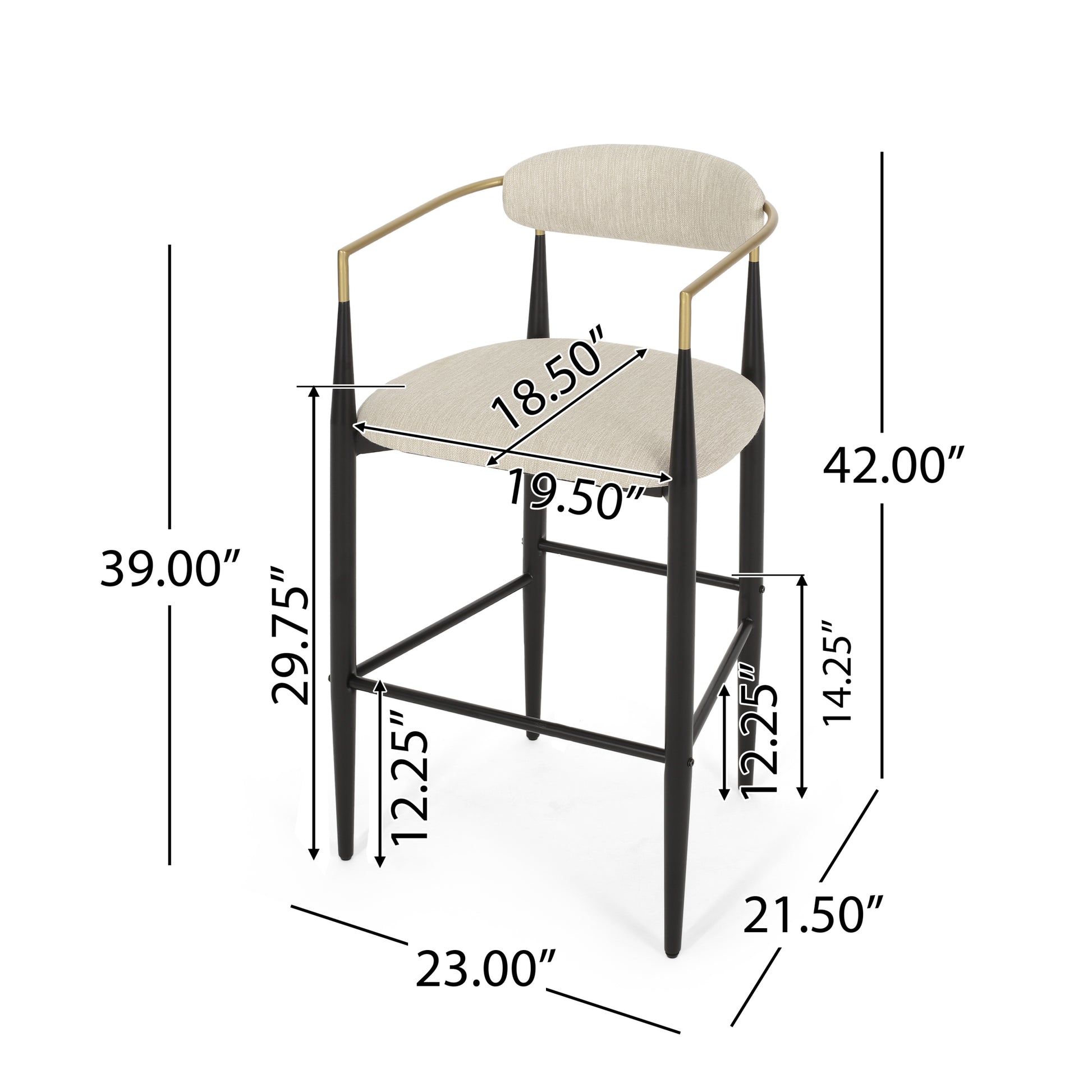 Barstool Set Of 2 Beige Brown Leather