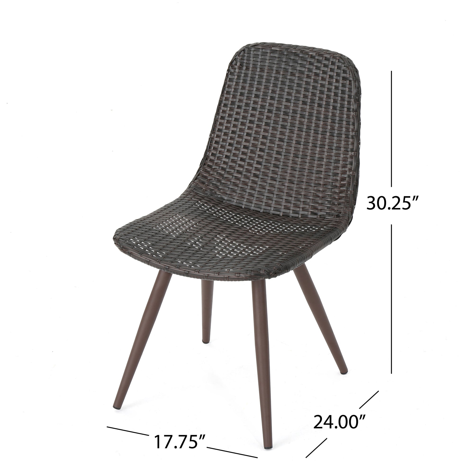 Gila Dining Chair With Powder Coated Legs,Set Of 2 Brown Multi Rattan