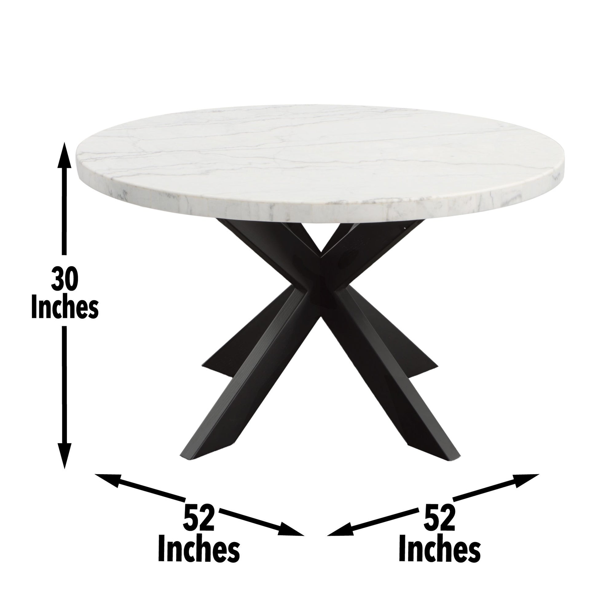 Xena White Marble Top Round Table Black Black Marble