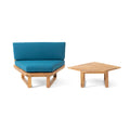 Mirabelle Corner Chair Coffee Table, Teal Teal Acacia Wood