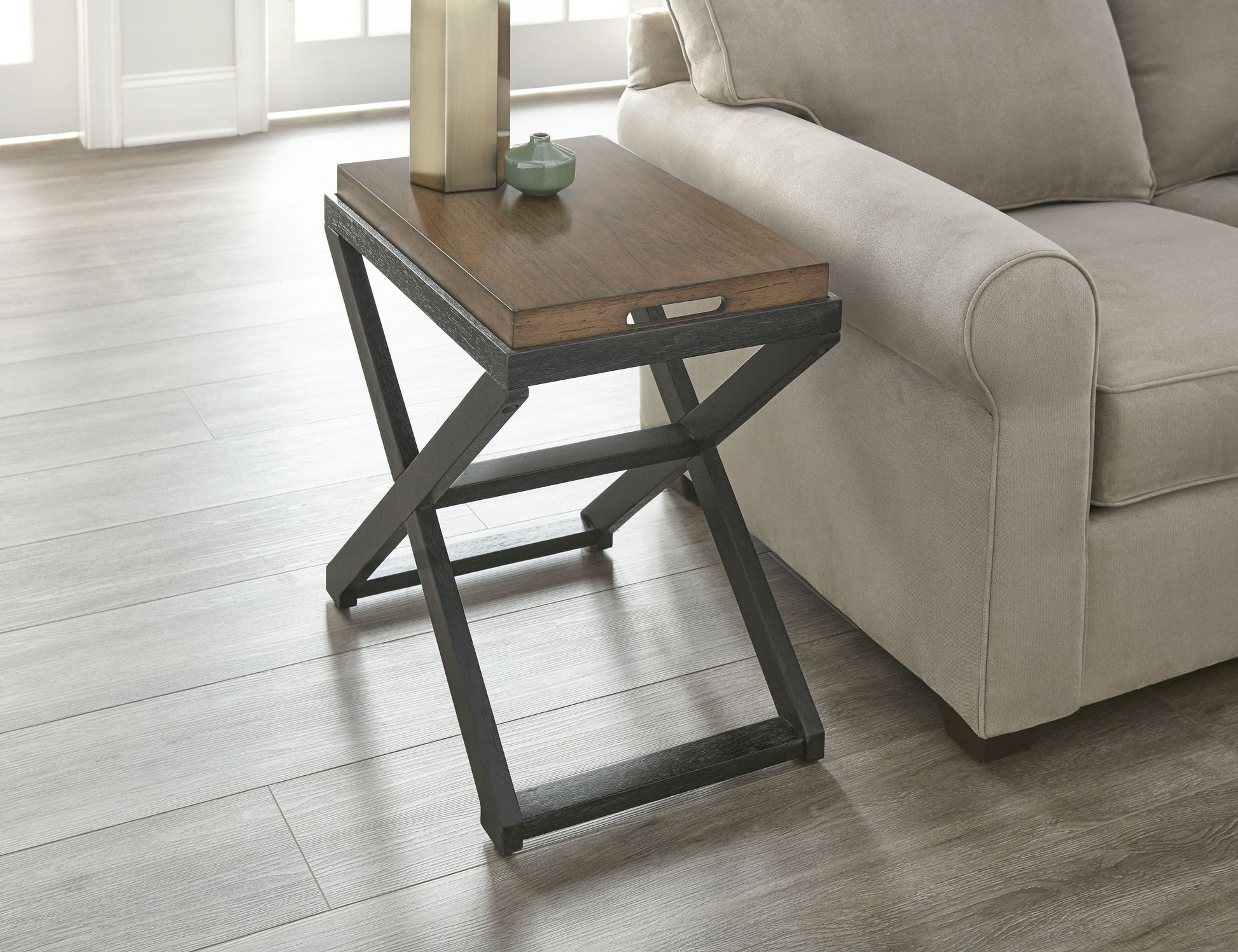 Topeka Chairside Table Brown Brown Wood