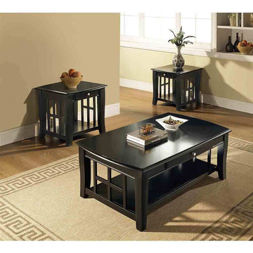 Cassidy 3 Piece Table Set Black Black Wood