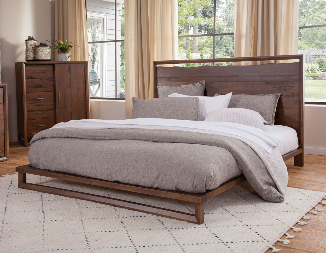 Lofton Queen Platform Bed Brown Queen Brown Fabric
