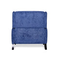 Oversized Textured Fabric Pushback Recliner, Navy Blue And Dark Brown Navy Blue Fabric