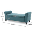 Hayes Armed Storage Bench Teal Fabric