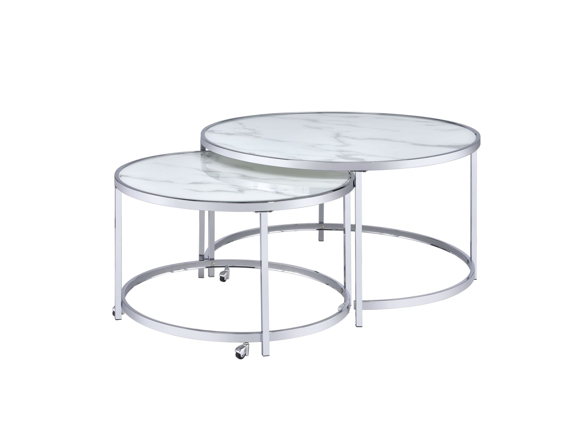 Rayne Nesting Cocktail Tables White White Stainless Steel