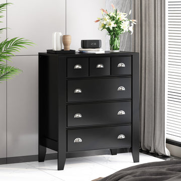 Chest Of Drawer Black Mdf