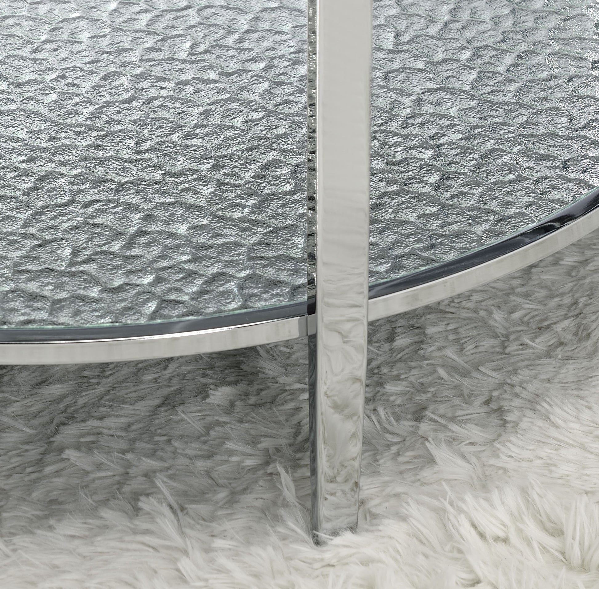 Frostine Round Coffee Table Silver Silver Metal