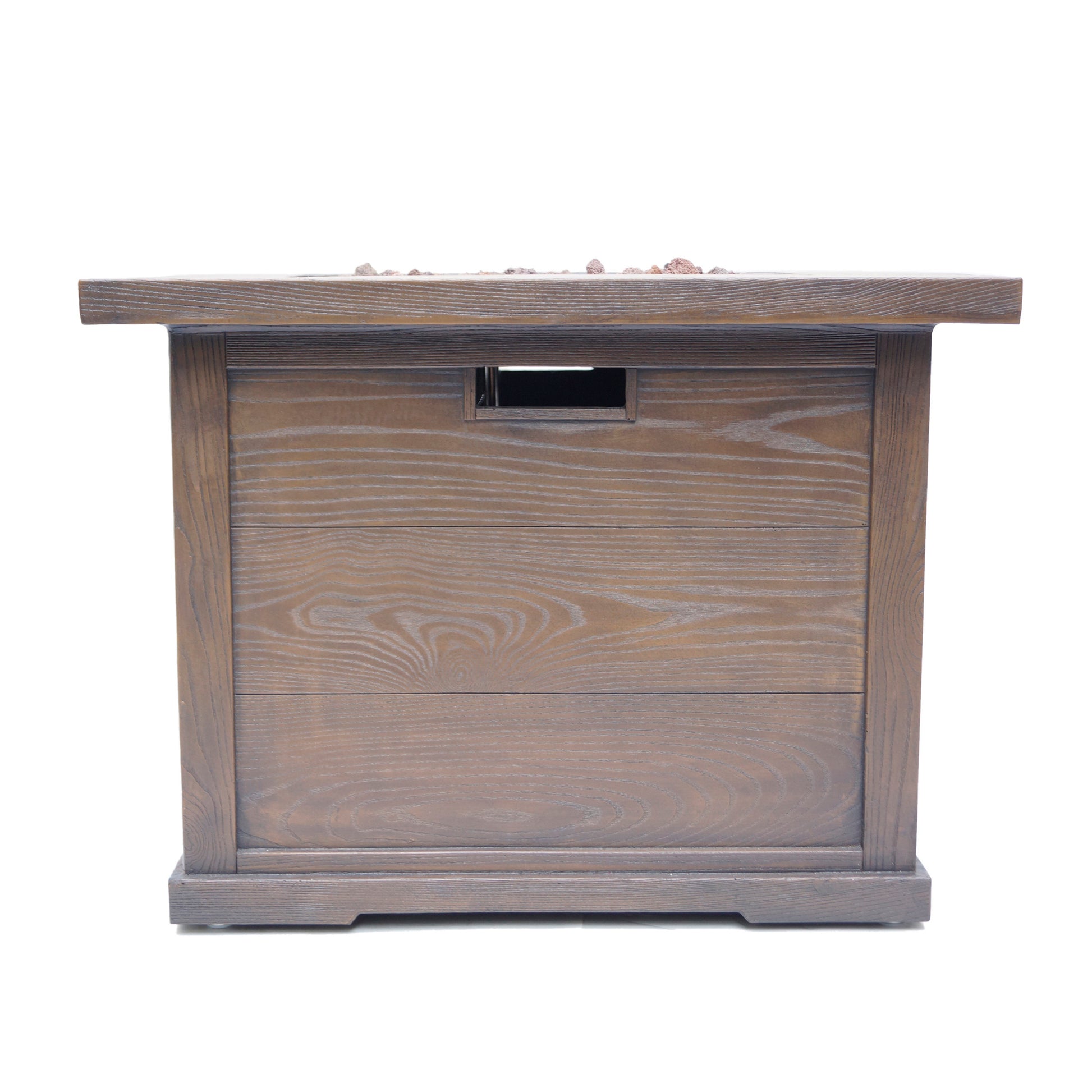 Patio Outdoor 24'' H X 32'' W Square Gas Burning Concrete Fire Pit Wood Pattern Brown 40,000 Btu Brown Garden & Outdoor Magnesium Oxide