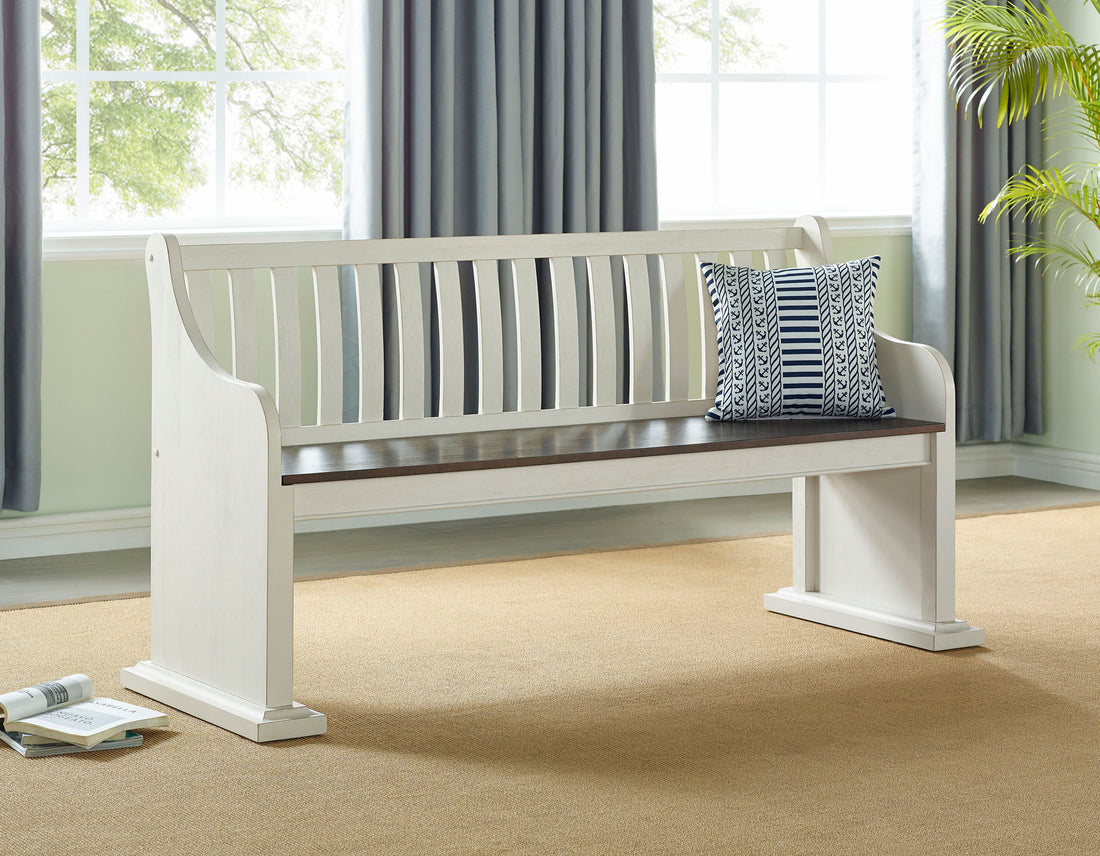 Joanna Bench With Back White White Wood