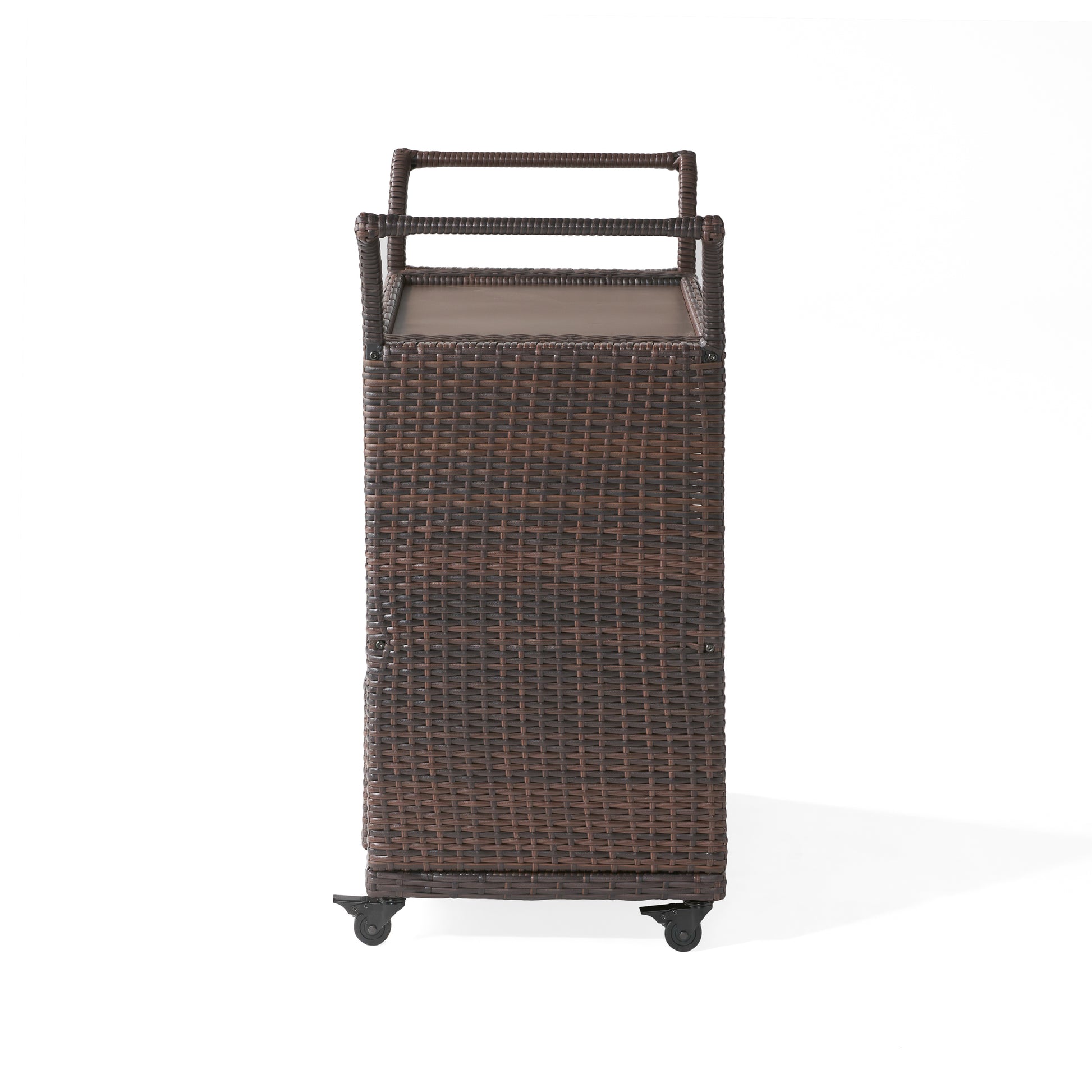 Corona Bar Cart - Brown Pe Rattan Iron