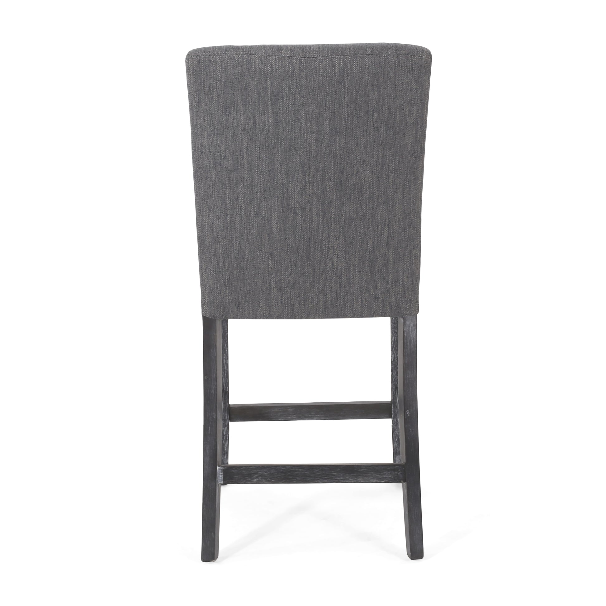 Contemporary Fabric Button Tufted 26 Inch Counter Stools, Set Of 2, Charcoal Charcoal Fabric