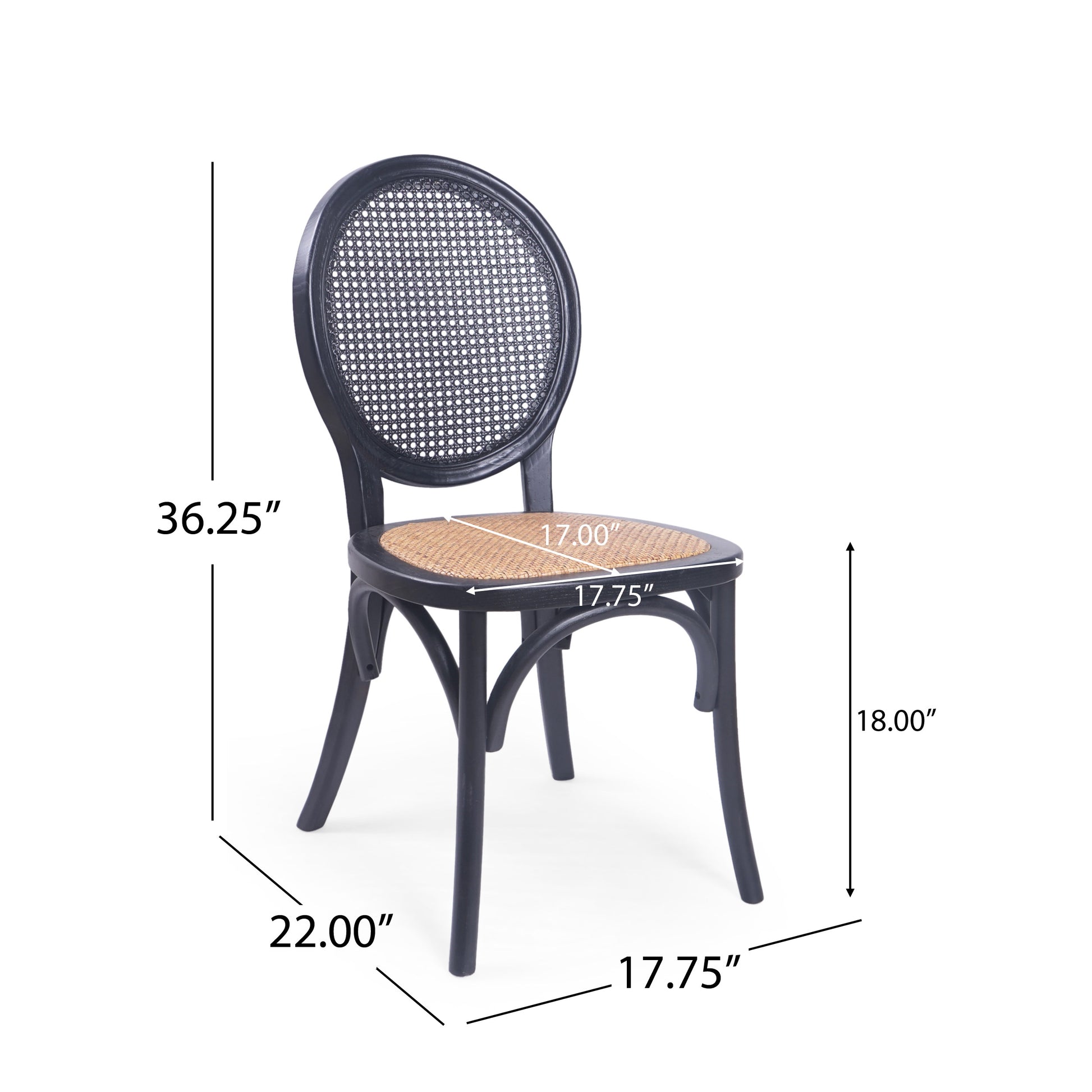 Dining Chair Mp2 Set Of 2 Matte Black Rattan