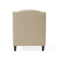 Upholstered Armchair With Ottoman Beige Fabric