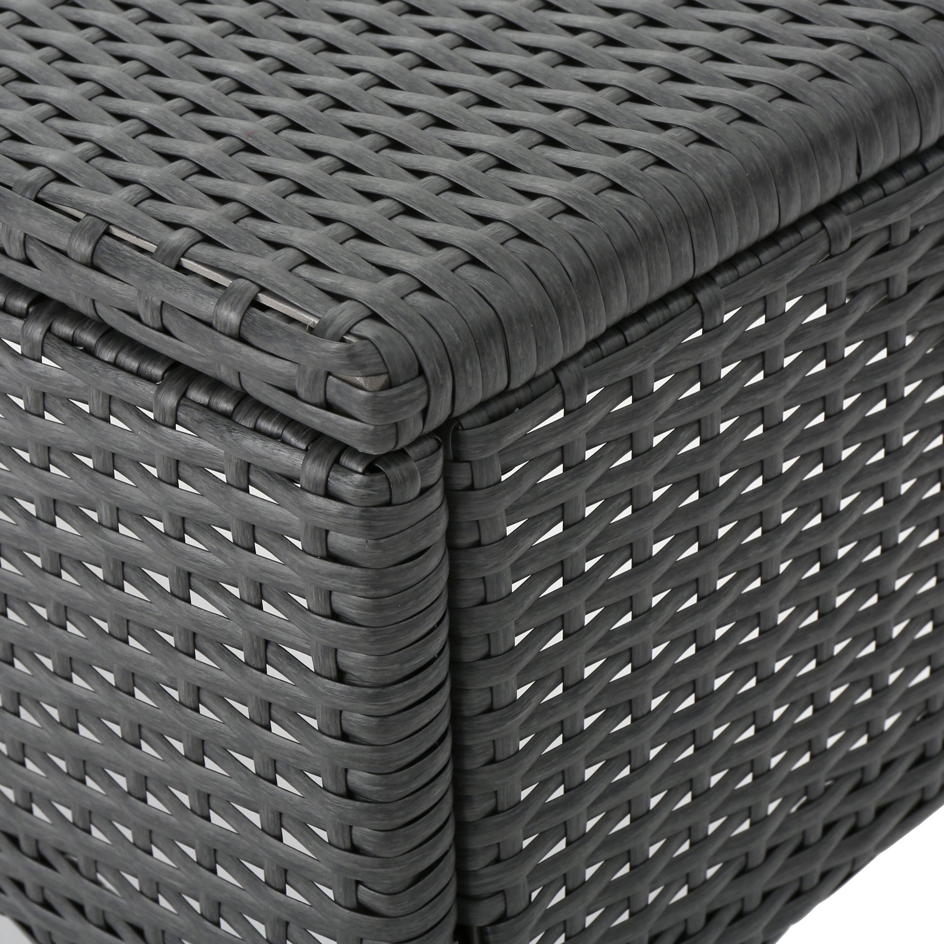 Cordoba Kd Wicker 4 Pc Chat Set Grey Pe Rattan Iron Waterproof Fabric