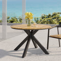 Modern Dinning Table Black Metal & Wood