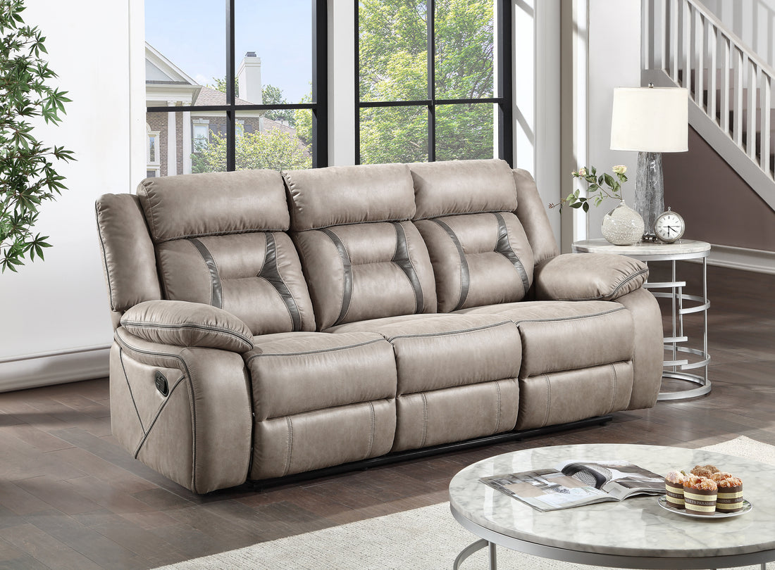 Tyson Recliner Sofa With Drop Down Table Pearl Silver Gray Faux Leather 3 Seat