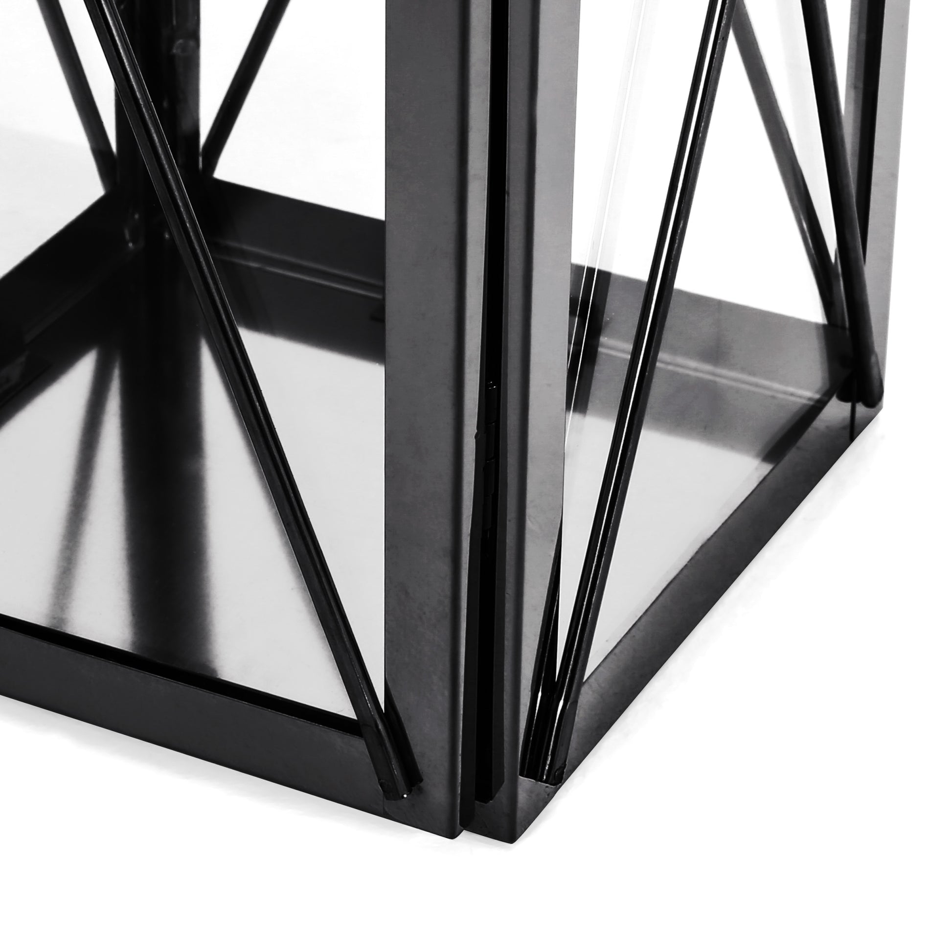 Deborah 14"H Stainless Steel Lantern Black Stainless Steel