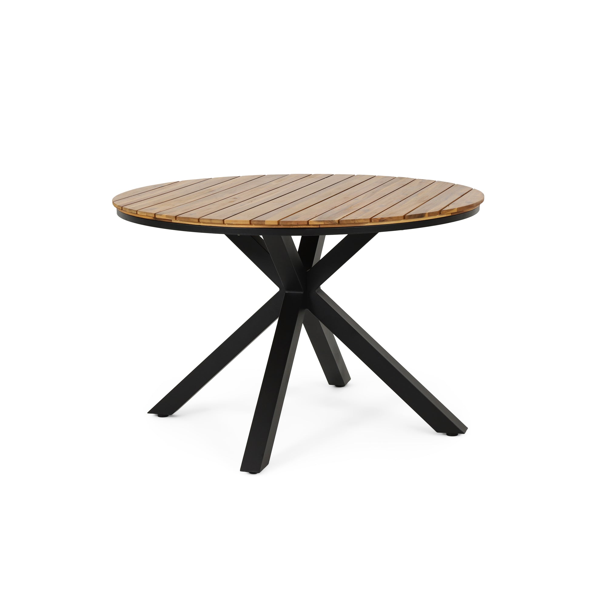 Modern Dinning Table Black Metal & Wood