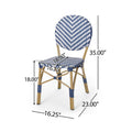 French Bistro Chair White Blue Rattan