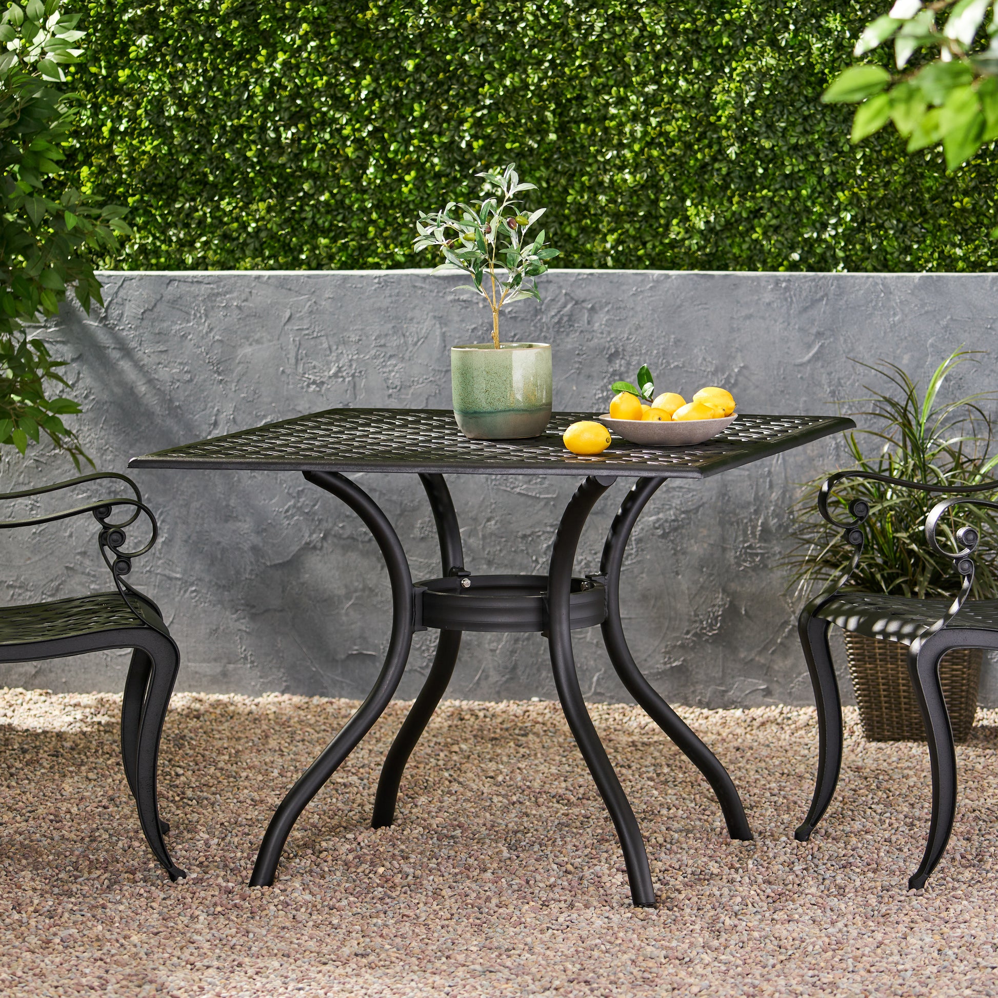Cayman Arch Mesh I 39In Sq Table Black Aluminium