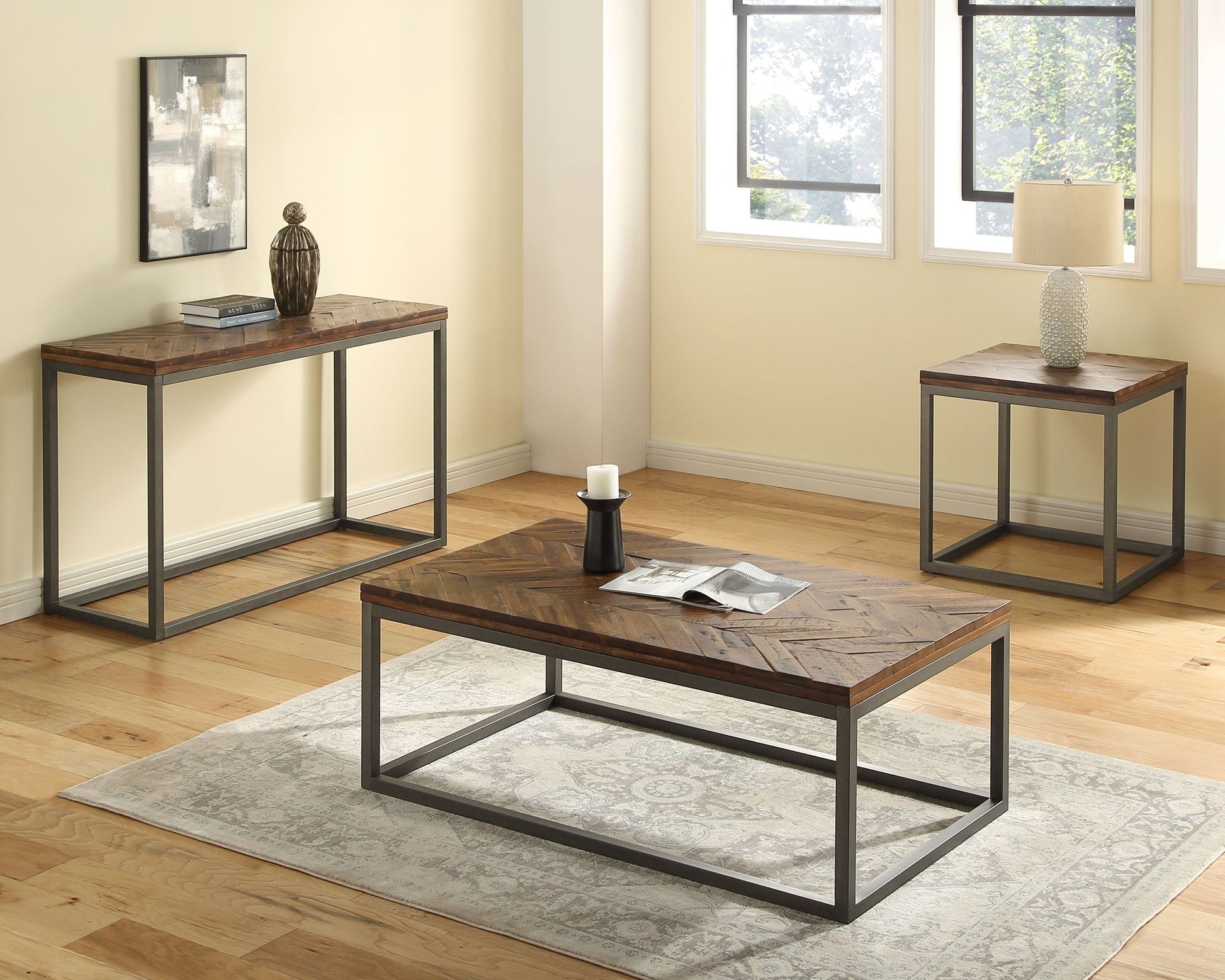 Lorenza End Table Brown Brown Steel