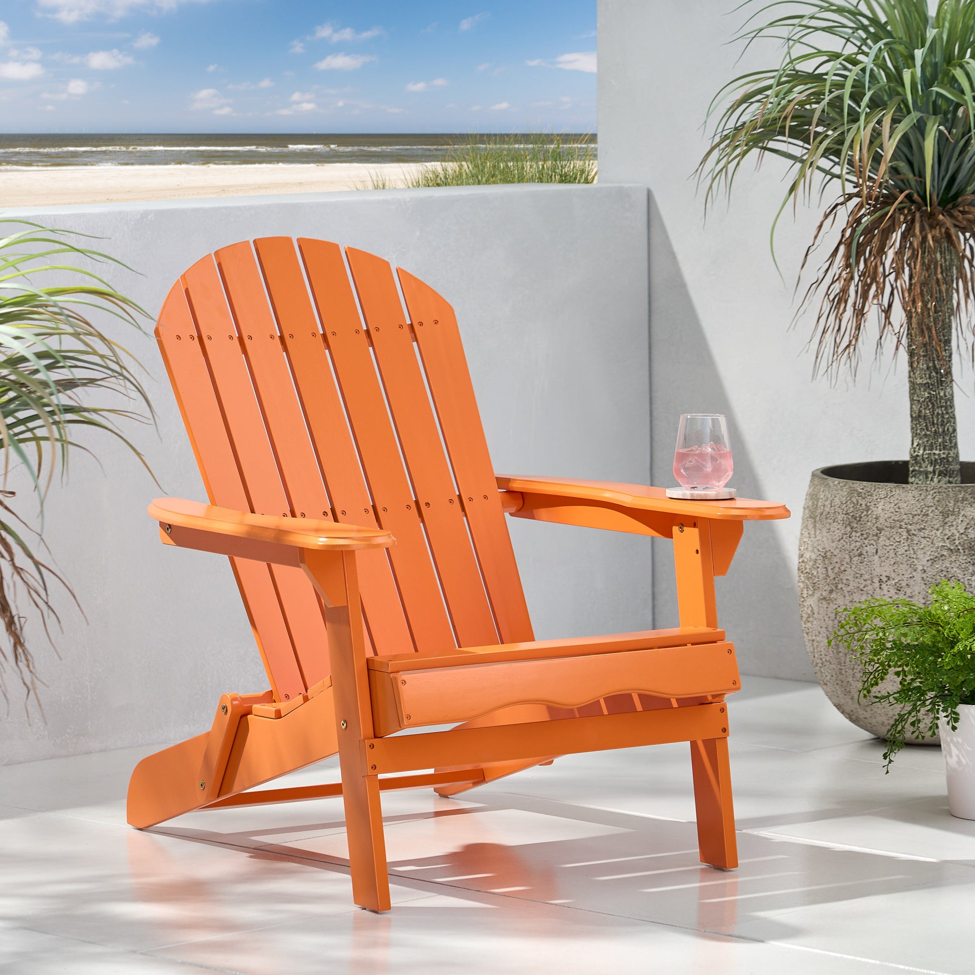 Malibu Adirondack Chair Tangerine Acacia Wood