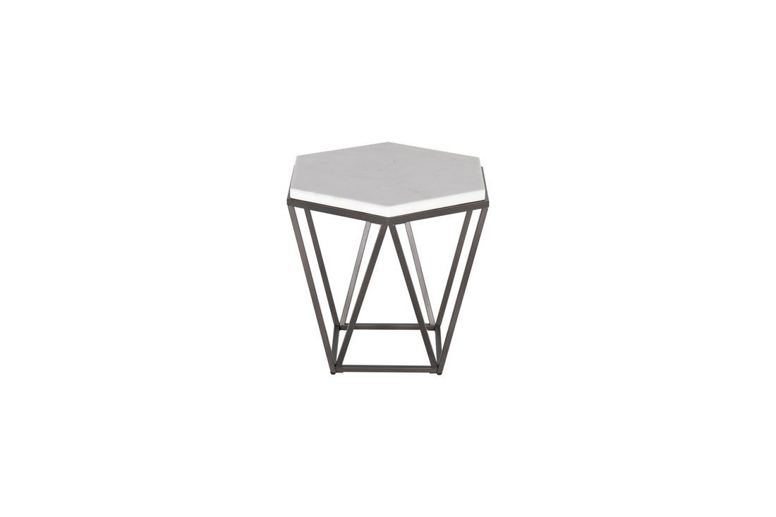 Corvus End Table With Marble Top Hexagon White White Marble