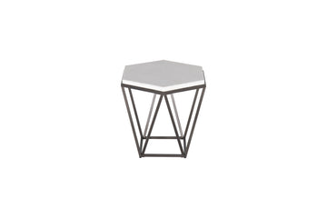 Corvus End Table With Marble Top Hexagon White White Marble