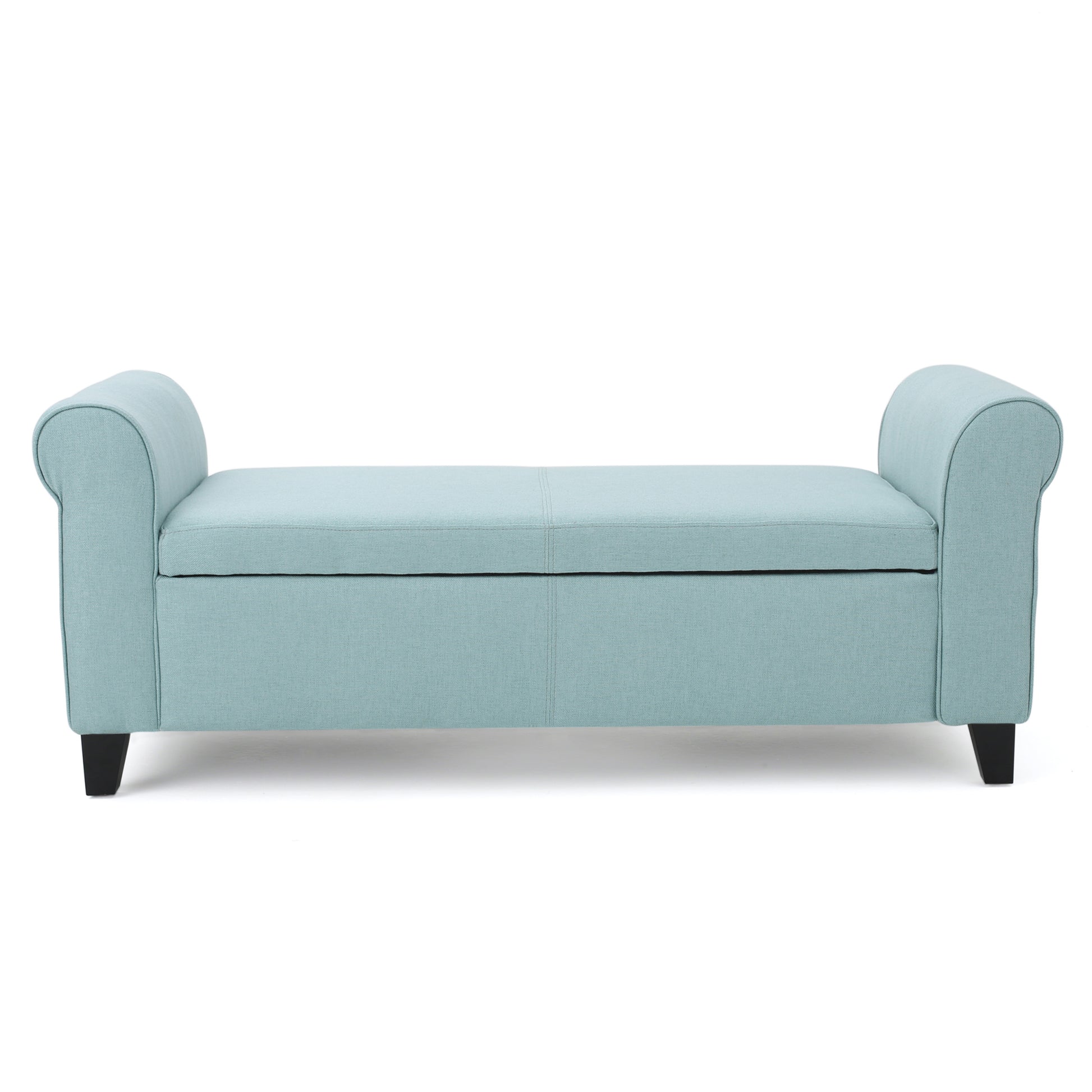 Hayes Armed Storage Bench Light Blue Fabric