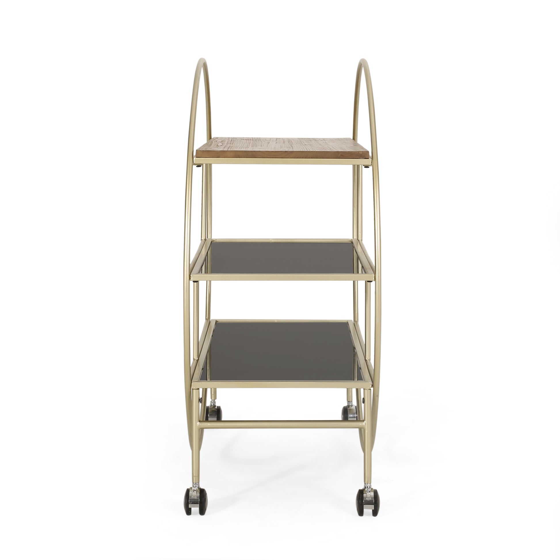 Round Shelf Gold Wood Glass