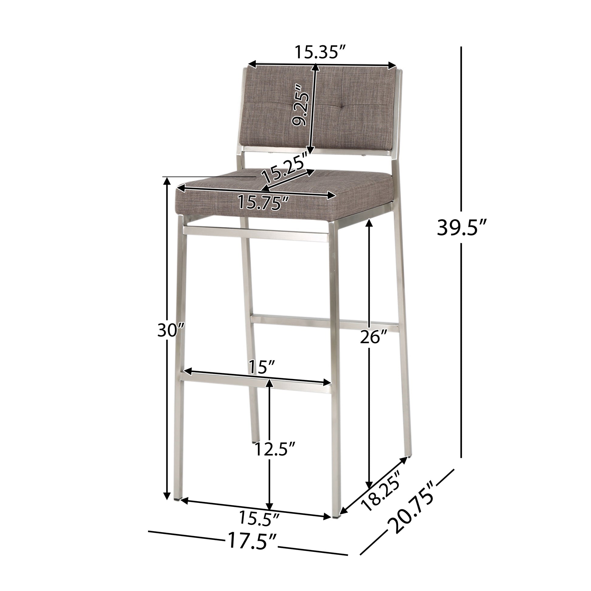 Barstool Light Grey Fabric