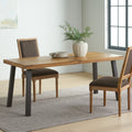 Della Acacia Wood Dining Table, Natural Stained With Rustic Metal, Brown, Grey Natural Acacia Wood