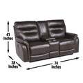 Fortuna 3 Piece Dual Power Reclining Set Coffee Dark Brown Wood